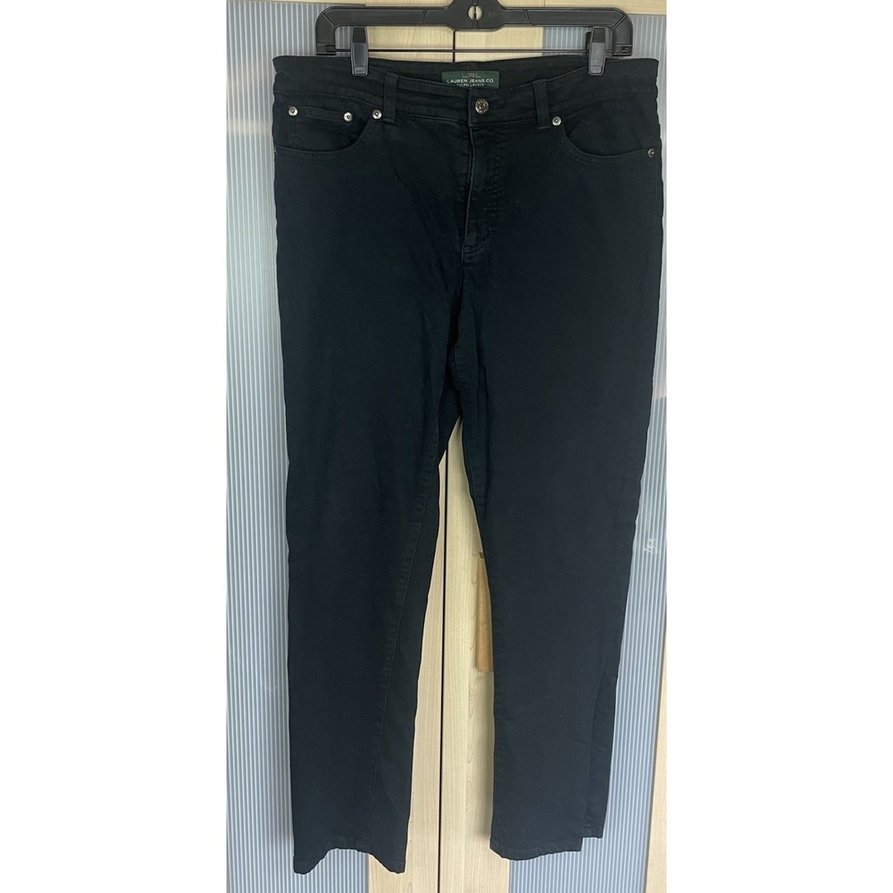 Lauren Ralph Lauren Jeans Women 12 Black Denim‎ Cotton Casual Straight Western